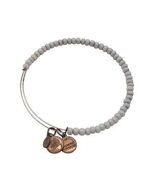 Alex And Ani White Beaded Bangle Bracelet With Energy Technology Charms